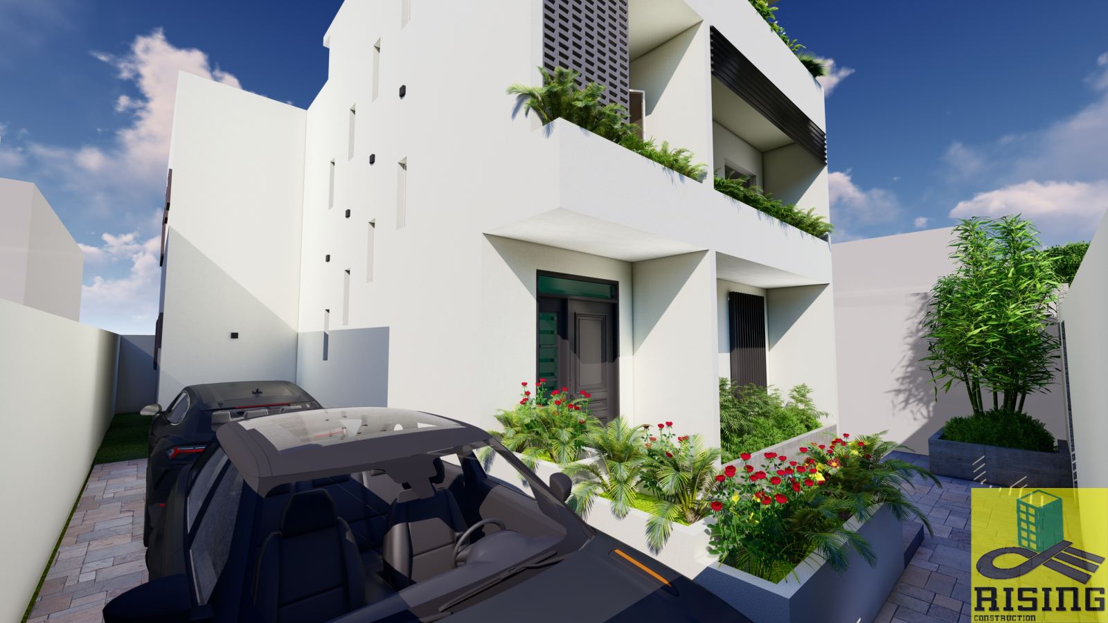 Villa aux balcons végétalisés